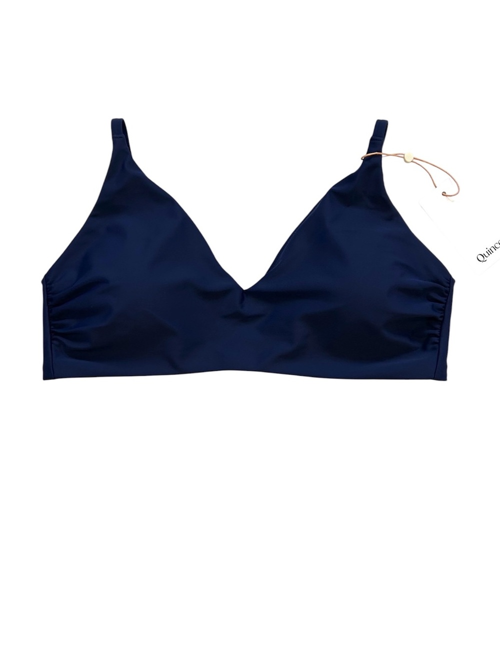 Quince Italian v-neck bikini top XL navy blue padded beach vacation NWT